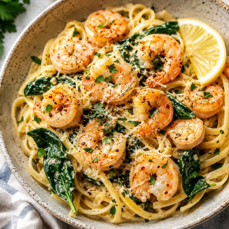 Zesty Lemon-Garlic Shrimp and Spinach Pasta