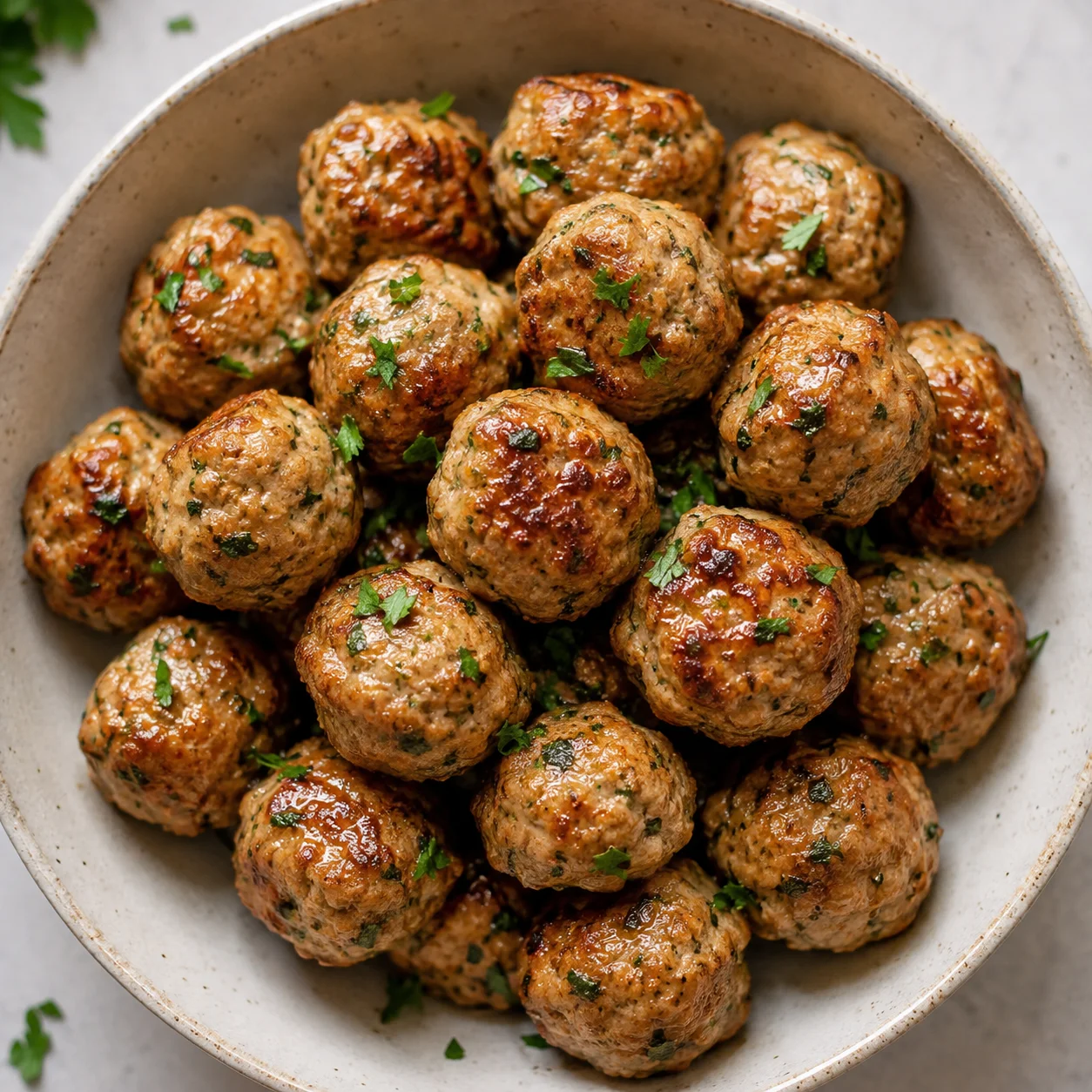 Turkey meatballs served with dipping sauce